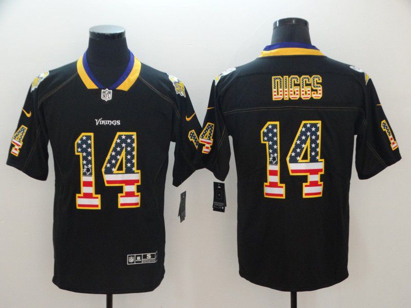 Men Minnesota Vikings #14 Diggs Nike USA Flag Fashion Black Color Rush Limited NFL Jerseys